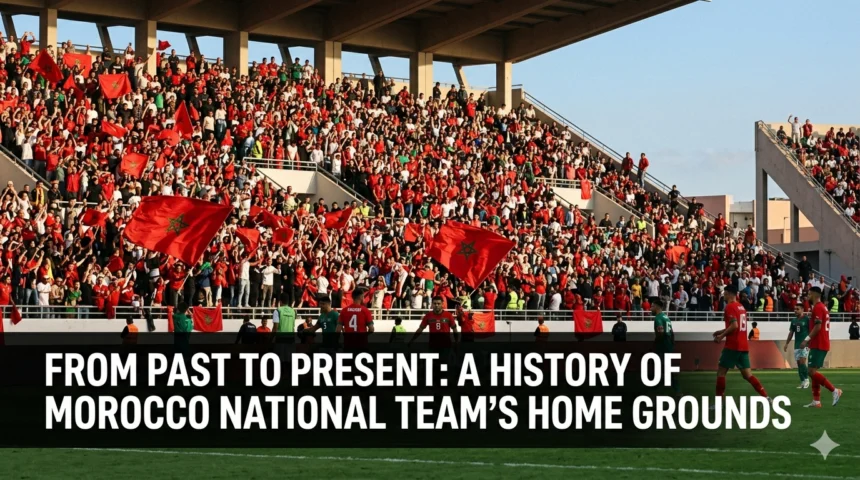 Historic and modern Morocco national football team stadiums, showcasing the evolution of the Atlas Lions' home grounds from traditional venues to world-class arenas across Morocco.