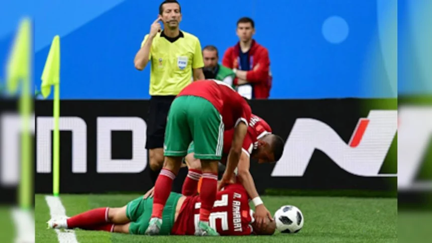 Morocco national team medical staff monitoring players during training and recovery sessions, highlighting the importance of fitness and injury management within the squad.