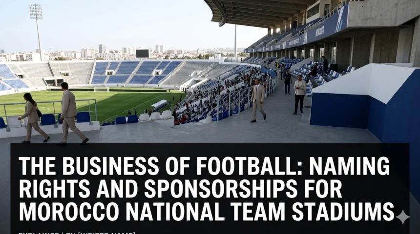 Business football Morocco Atlas Lions stadiums naming rights sponsorships FRMF Google Gemini DARI couscous stadium advertising
