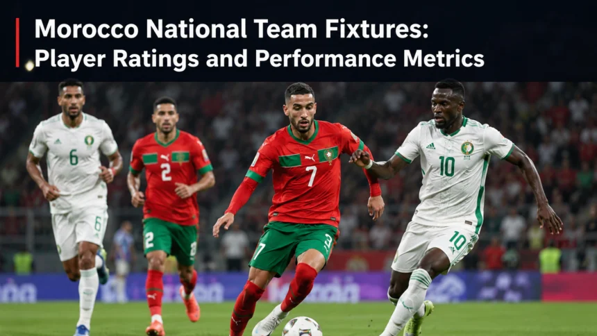 Morocco Atlas Lions player ratings performance metrics Achraf Hakimi 88 rating Yassine Bono 80 Sofyan Amrabat 77 2026 World Cup fixtures statistics Sofascore