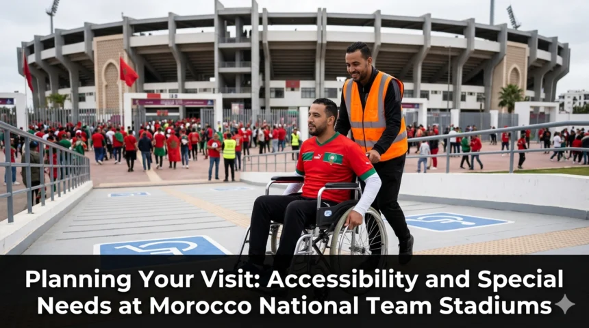 Planning visit accessibility special needs Morocco national team stadiums wheelchair seating elevators ramps Prince Moulay Abdellah 650 seats AFCON 2025