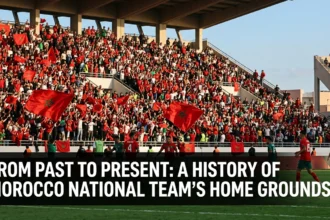 Historic and modern Morocco national football team stadiums, showcasing the evolution of the Atlas Lions' home grounds from traditional venues to world-class arenas across Morocco.