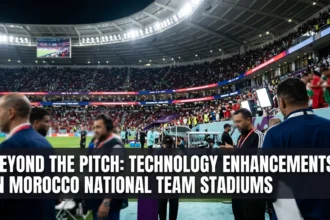 Beyond pitch technology Morocco Atlas Lions stadiums SubAir pitch hybrid grass LED facial recognition giant screens Wi-Fi