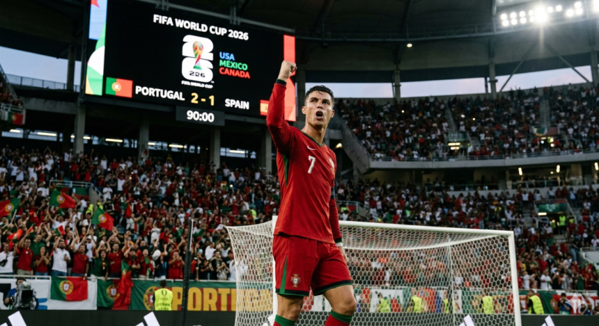 Cristiano Ronaldo in action for Portugal, chasing the final major trophy of his legendary career as he nears the end of his international journey.