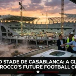 Grand Stade de Casablanca under development in Morocco, showcasing a futuristic football stadium design set to become one of the largest and most advanced sporting venues in the world.