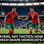 Achraf Hakimi and Hakim Ziyech combining in attack for Morocco, using pace, creativity, overlapping runs, and precise crossing to create scoring opportunities for the Atlas Lions.