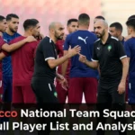 Morocco national team squad posing before an international match in 2024, featuring a blend of experienced stars and emerging talents representing the Atlas Lions.