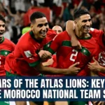 Key Morocco national team players standing together before a match, representing the leadership, talent, and experience that form the foundation of the Atlas Lions.