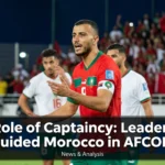 Morocco national team captains leading the Atlas Lions during Africa Cup of Nations matches, inspiring teammates and representing the nation through different eras of AFCON competition.