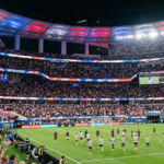 USA and Paraguay players competing during the FIFA World Cup 2026 opening match in Los Angeles as the United States begins its home World Cup campaign.