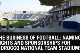 Business football Morocco Atlas Lions stadiums naming rights sponsorships FRMF Google Gemini DARI couscous stadium advertising