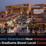 Economic heartbeat Morocco national team stadiums boost local economies AFCON 2025 €1.5B revenue 100000 jobs 9 stadiums 2030 World Cup infrastructure