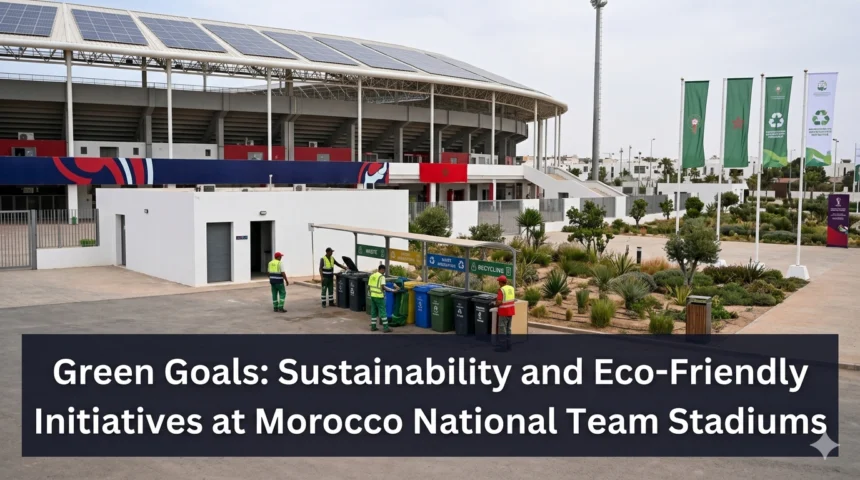 Green Goals Morocco Atlas Lions stadiums sustainability eco-friendly initiatives LEED Gold Hassan II solar panels rainwater harvesting recycling