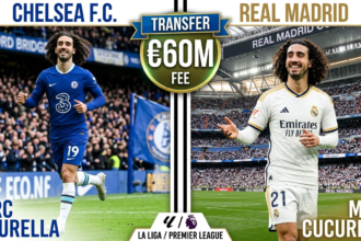 Marc Cucurella completing his transfer from Chelsea to Real Madrid for €60 million in June 2026