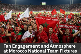 Morocco Atlas Lions fan engagement atmosphere Prince Moulay Abdellah Stadium 63000 fans AFCON 2025 red green flags