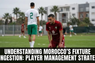 Morocco Atlas Lions fixture congestion player management strategy 26-man squad rotation fatigue recovery 2026 World Cup