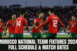 Morocco Atlas Lions fixtures 2024 full schedule match dates Africa Cup Jan Sierra Leone Angola Mauritania Tanzania Congo DR Zambia