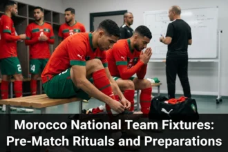 Morocco Atlas Lions pre-match rituals preparations Mohammed VI Football Complex training camp final warmup 2026 World Cup