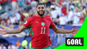 Ismael Saibari of Morocco celebrates scoring against Brazil at the 2026 FIFA World Cup Group C match at MetLife Stadium