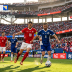 Switzerland and Bosnia-Herzegovina players in action during their Group B match at SoFi Stadium, Los Angeles, in the 2026 FIFA World Cup
