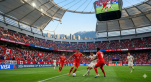 Switzerland and Canada players compete in their decisive Group B match at BC Place Stadium, Vancouver, during the 2026 FIFA World Cup