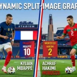 "France vs Morocco World Cup 2026 quarter-final preview graphic featuring Kylian Mbappe and Achraf Hakimi at Gillette Stadium Boston"