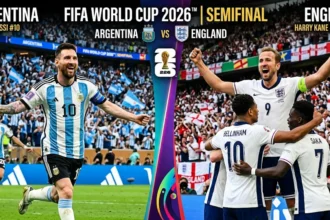Lionel Messi speaking to media ahead of Argentina's first-ever World Cup match against England in 2026.
