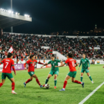 Morocco women’s national team playing against Algeria at Stade Moulay El Hassan during the 2026 Women’s Africa Cup of Nations group match