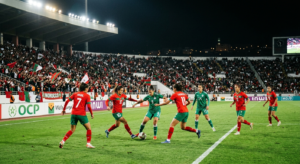 Morocco women’s national team playing against Algeria at Stade Moulay El Hassan during the 2026 Women’s Africa Cup of Nations group match