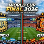 Argentina vs Spain 2026 World Cup Final at MetLife Stadium, July 19 kickoff graphic