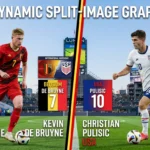Belgium vs USA World Cup 2026 Round of 16 preview graphic featuring Kevin De Bruyne and Christian Pulisic at Lumen Field Seattle