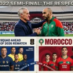 France vs Morocco World Cup history graphic comparing the 2022 semi-final result to the 2026 quarter-final rematch