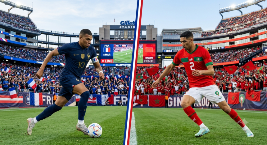 France vs Morocco World Cup 2026 quarterfinal preview featuring Mbappe and Hakimi at Gillette Stadium