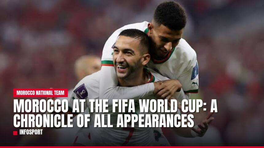 Moroccan soccer players celebrating joyfully on the field.