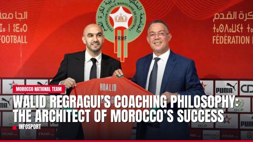 Moroccan football coach Walid Regragui holding jersey with official.