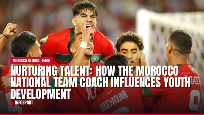 Young Moroccan football players celebrating on the pitch.