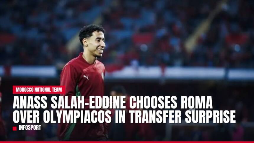 Anass Salah-Eddine smiling in maroon top, Roma transfer news.