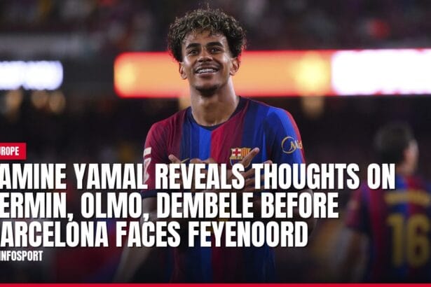 lamine yamal reveals thoughts on fermin, olmo, dembele before barcelona faces feyenoord — news card