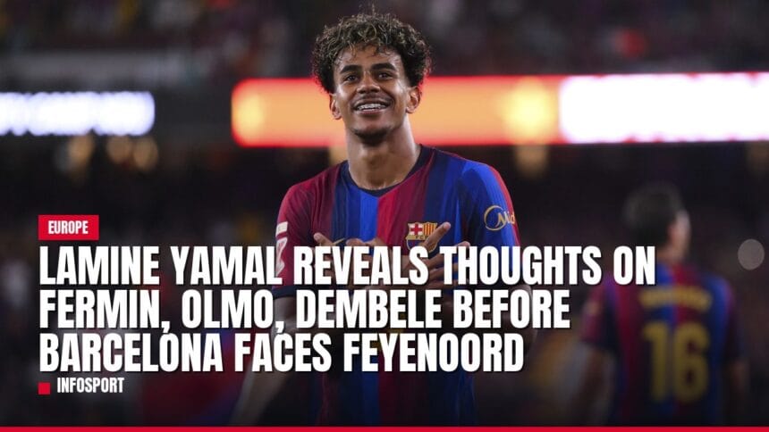 lamine yamal reveals thoughts on fermin, olmo, dembele before barcelona faces feyenoord — news card