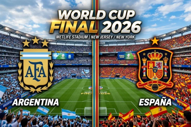 Argentina vs Spain 2026 World Cup Final at MetLife Stadium, July 19 kickoff graphic