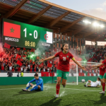 Sanaa Mssoudy celebrates scoring the winning goal for Morocco against Algeria at WAFCON 2026 in Rabat