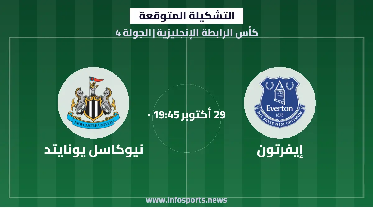 التشكيلة المتوقعة لمباراة إيفرتون ونيوكاسل يونايتد في كأس الرابطة الإنجليزية