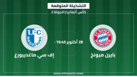 التشكيلة المتوقعة لمباراة بايرن ميونخ وإف سي ماغديبورغ في كأس ألمانيا