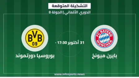 التشكيلة المتوقعة لمباراة بايرن ميونخ وبوروسيا دورتموند في الدوري الألماني