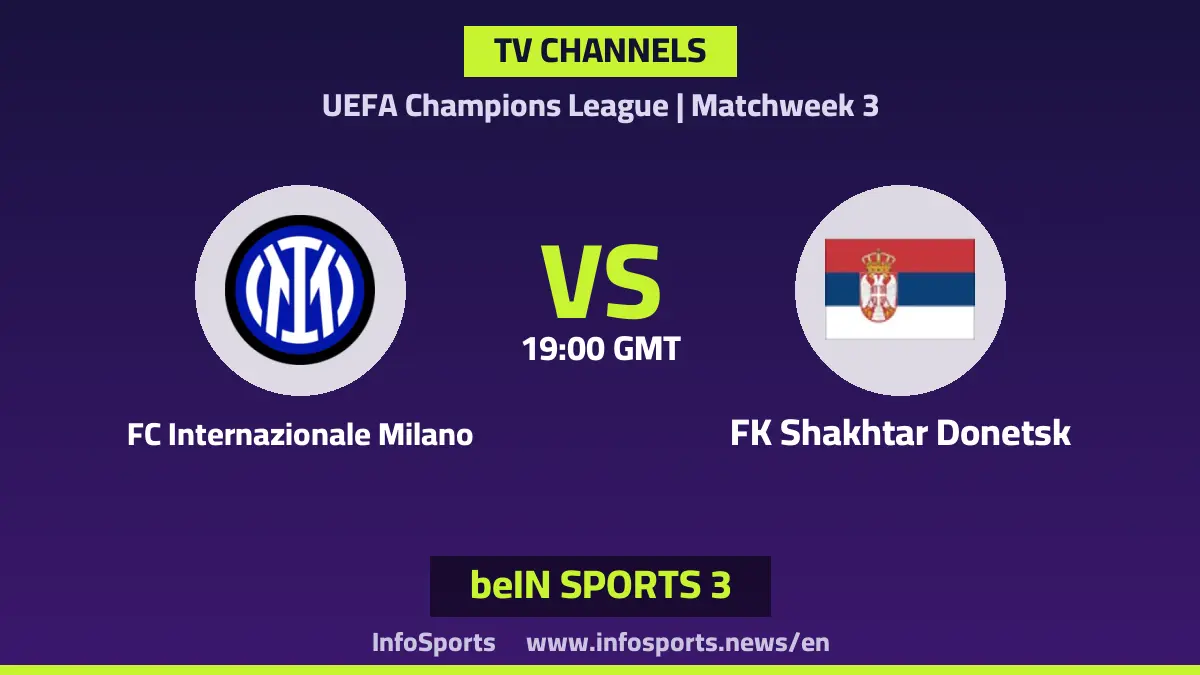 TV channels for Inter Milan vs Shakhtar Donetsk in the Champions League