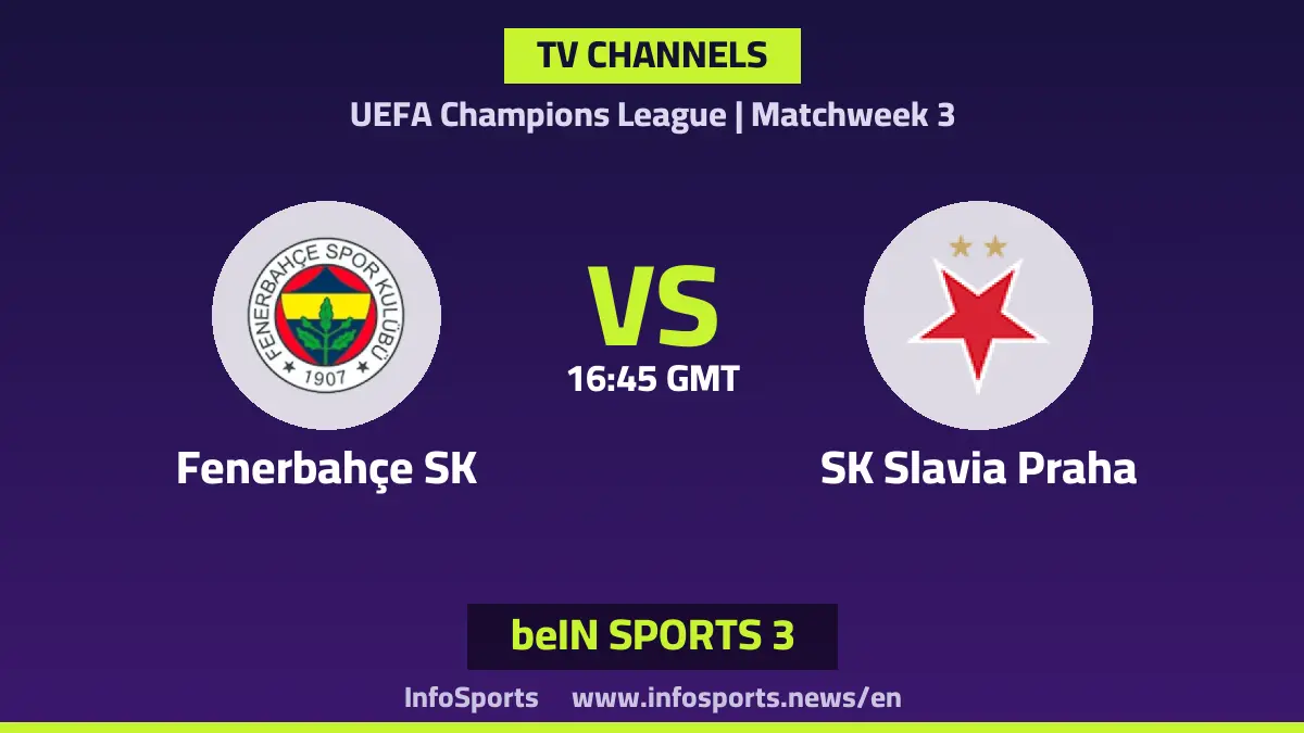What channels are broadcasting Fenerbahçe vs Slavia Prague in the Champions League?