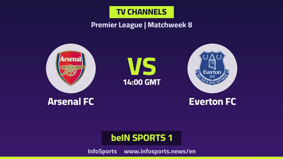 What channels are showing Arsenal vs Everton in the Premier League?
