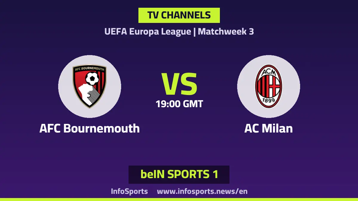 What channels are showing Bournemouth vs AC Milan in the Europa League?