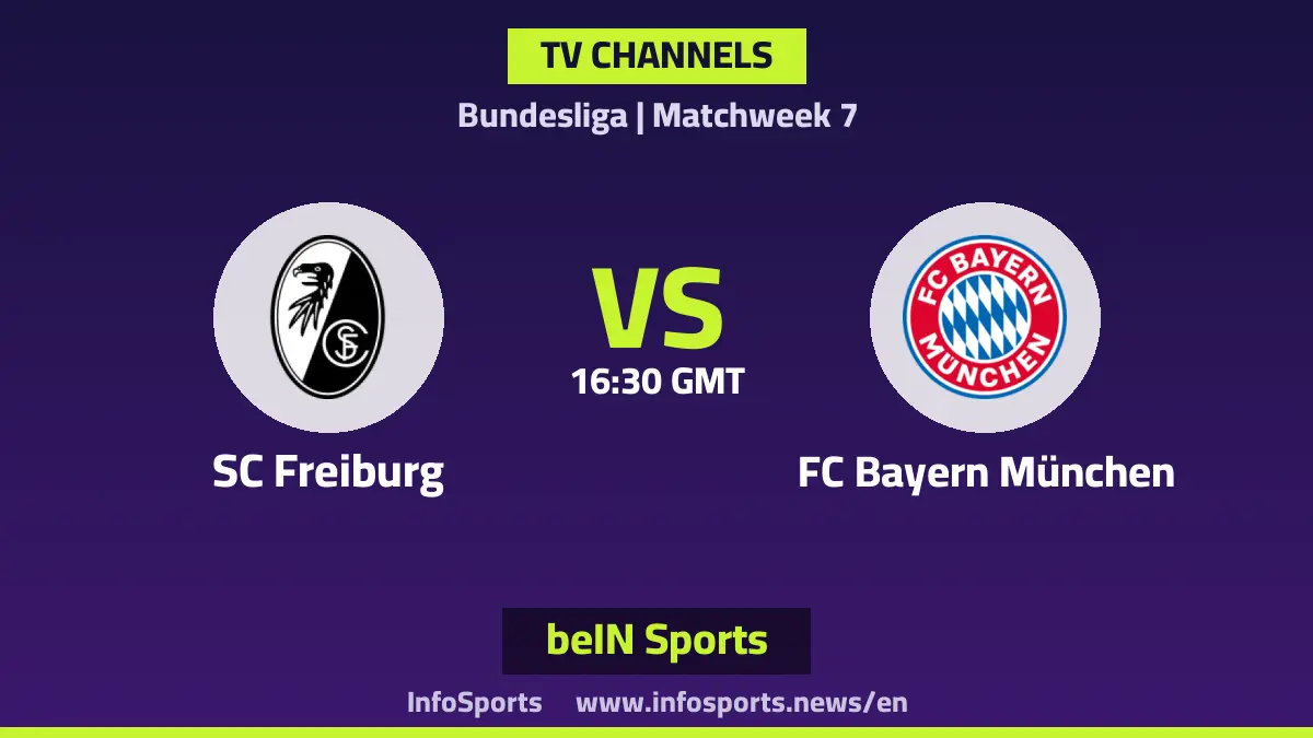 What channels are showing Freiburg vs Bayern Munich in the Bundesliga?