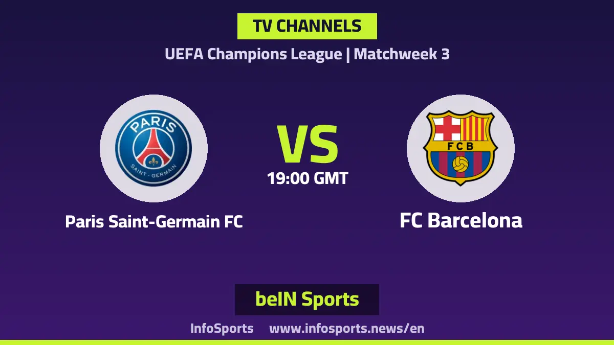 What channels are showing Paris Saint-Germain vs Barcelona in the Champions League?